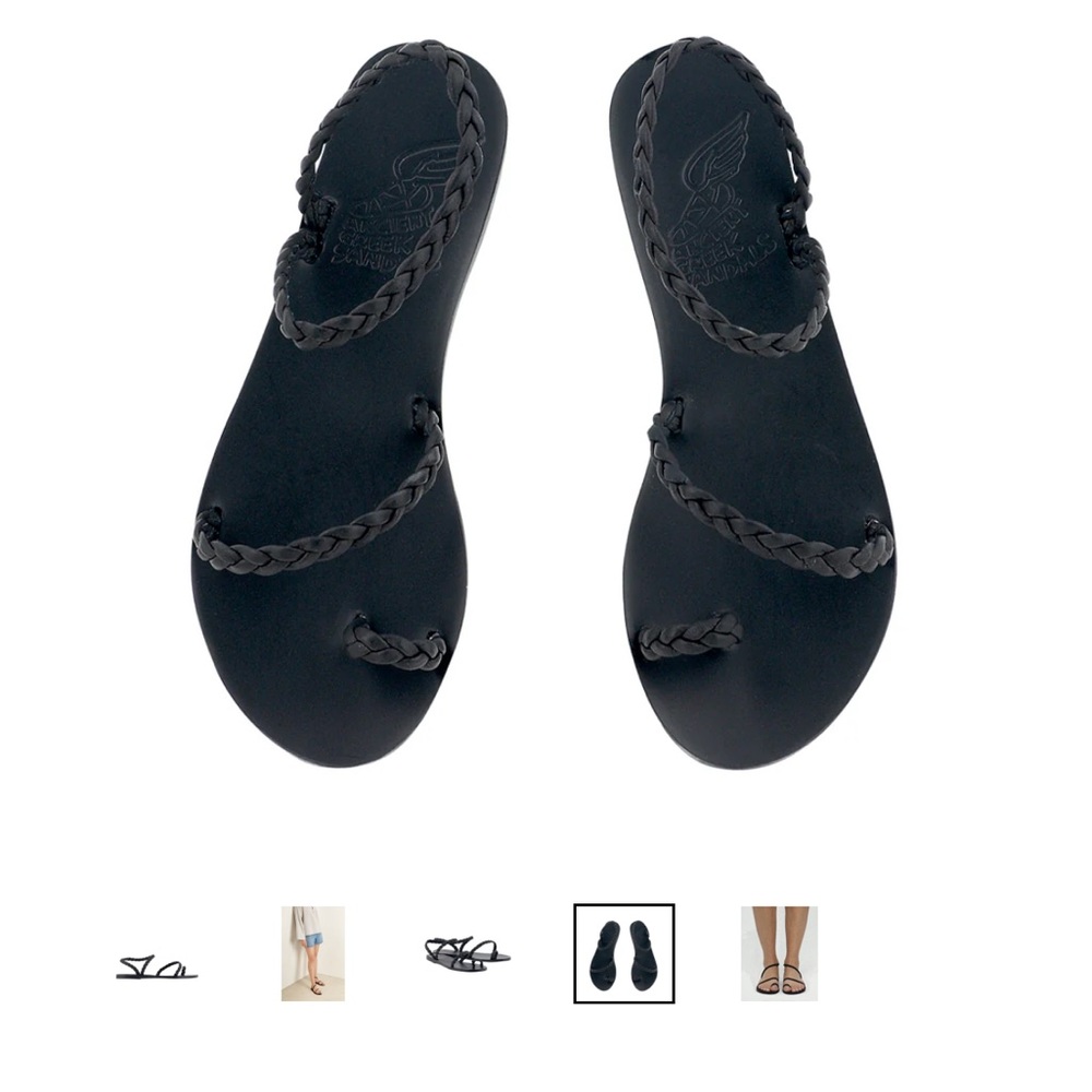 Ancient Greek Sandals Black Braided Sandals - Eleftheria - 36